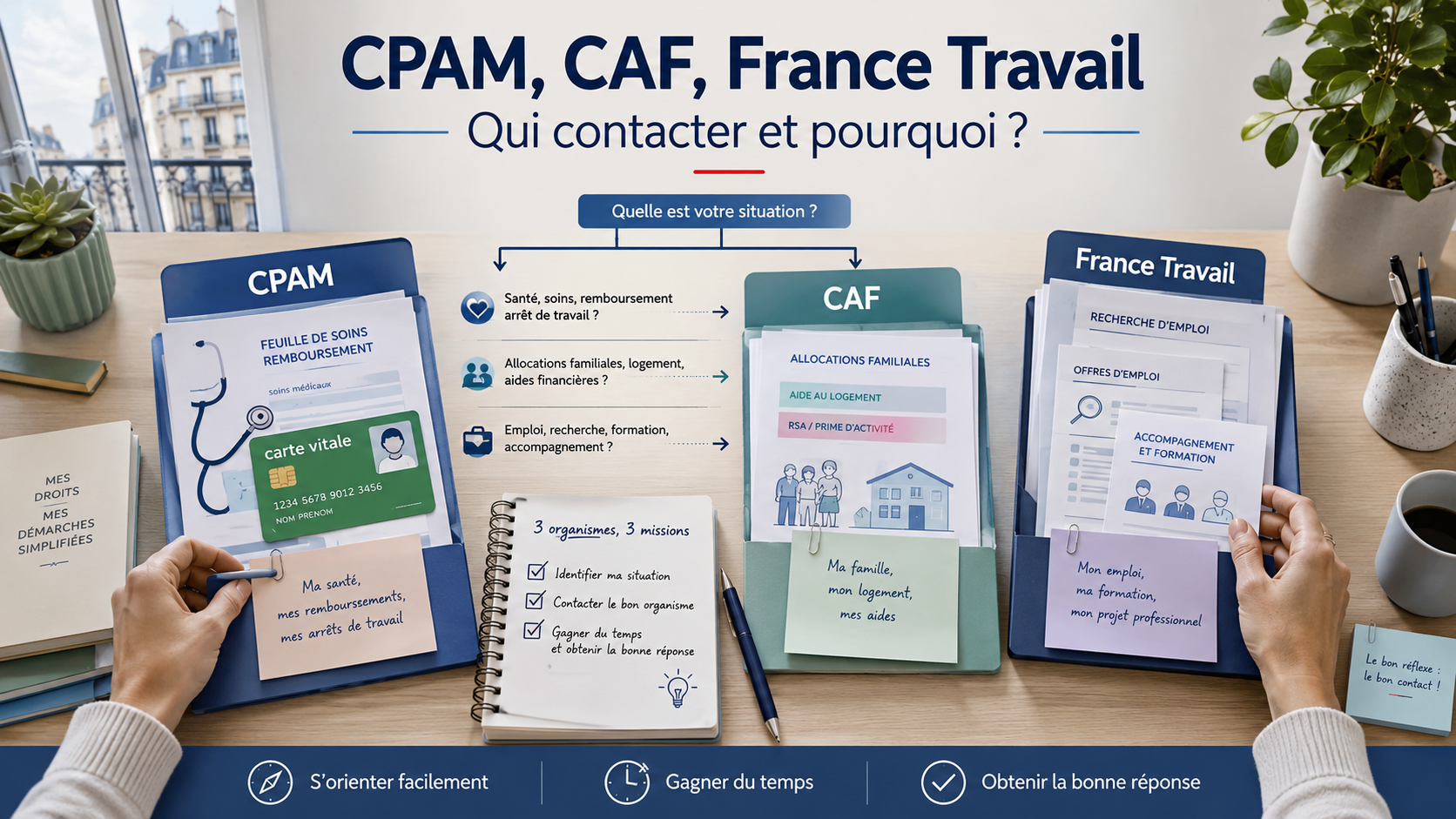 CPAM, CAF, France Travail qui contacter et pourquoi